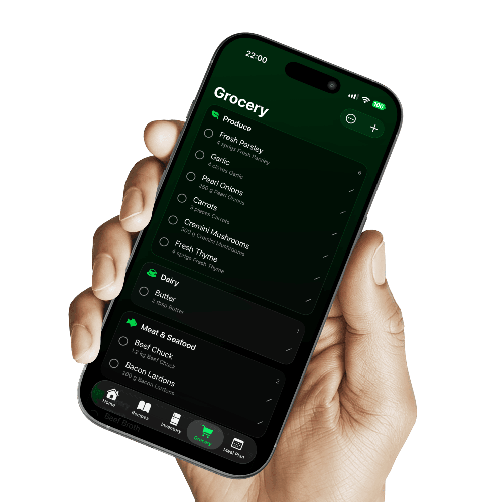 Vule Grocery list sorted by store aisle categories