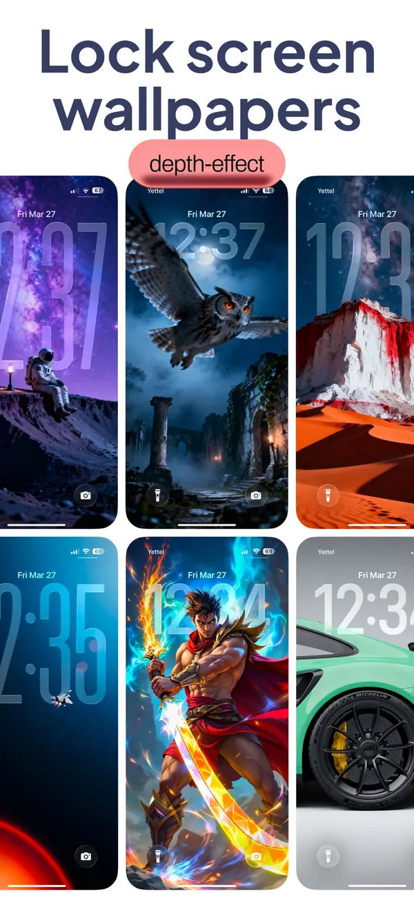 One4Wall depth-effect live lock screen wallpapers on iPhone